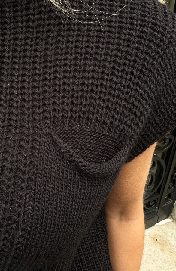 Short Sleeve Sweater Pocket Zwart – shoparchief, foto 8