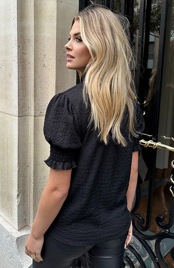 Smocked Col Top Zwart – shoparchief, foto 2