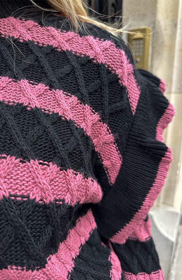Strepen Trui Ruffle Detail Dust Roze – shoparchief, foto 5