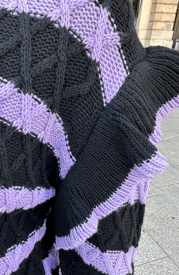 Strepen Trui Ruffle Detail Lila – shoparchief, foto 5