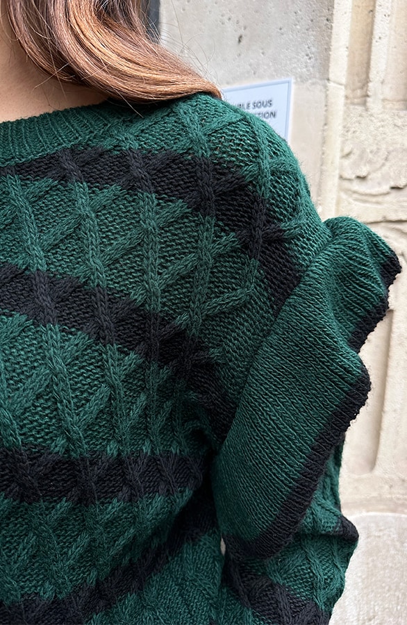 Strepen Trui Ruffle Detail Smaragd – shoparchief, foto 7