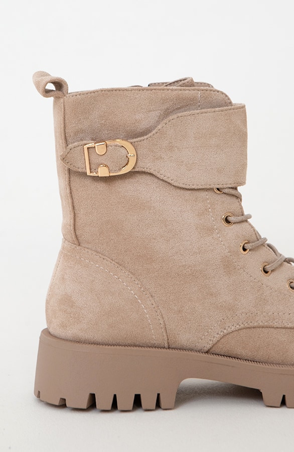 Suede Biker Boots Met Gesp Taupe 2.0 – shoparchief, foto 4