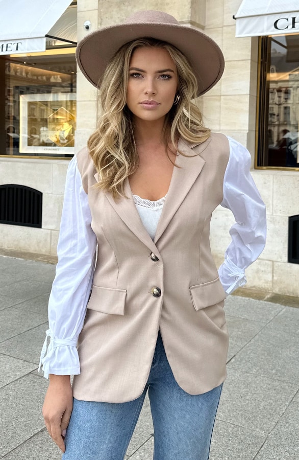 Oversized Blazer Blouse Beige – shoparchief
