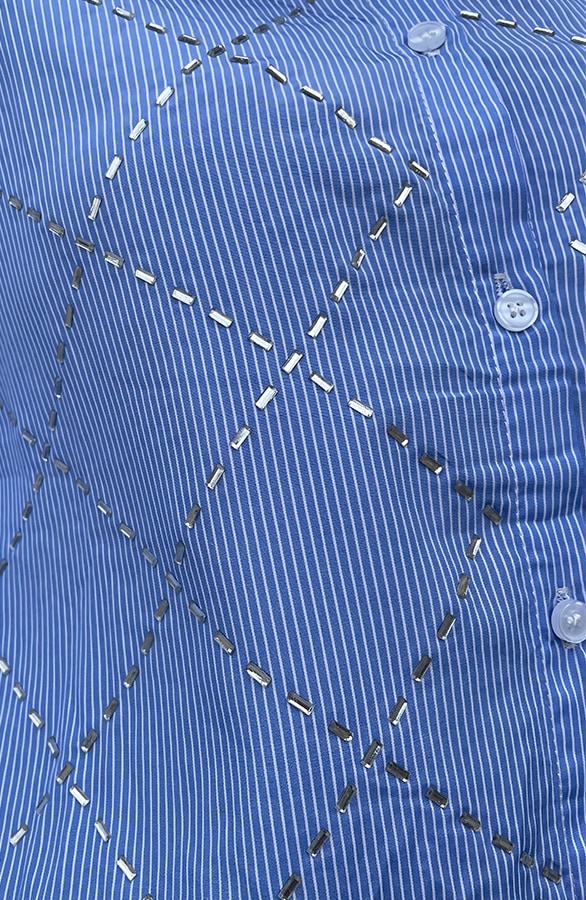 Ultra Oversized Strass Blouse Blue Lines – shoparchief, foto 6