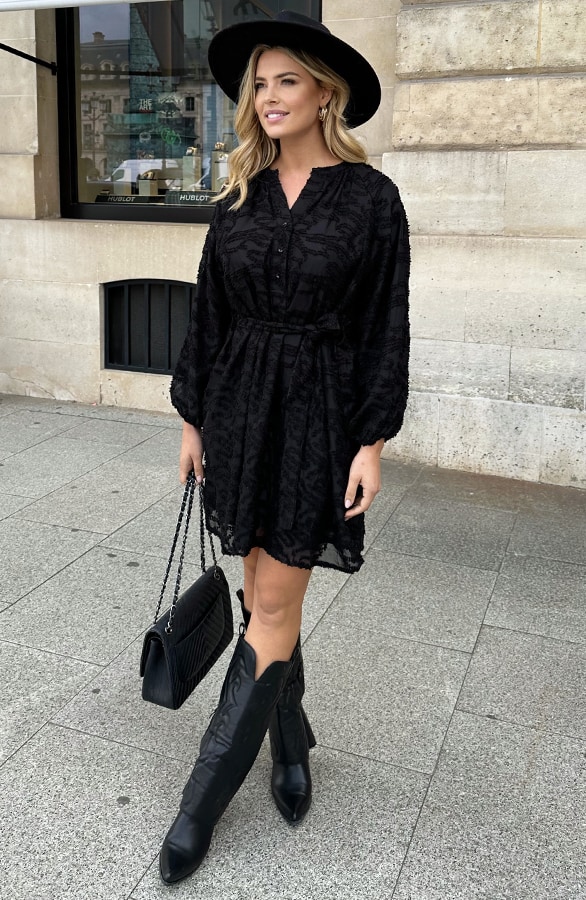 Vienna Jurk Met Wijde Mouwen Zwart – shoparchief, foto 2