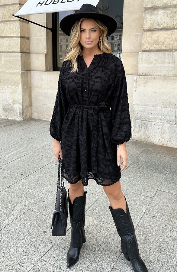 Vienna Jurk Met Wijde Mouwen Zwart – shoparchief
