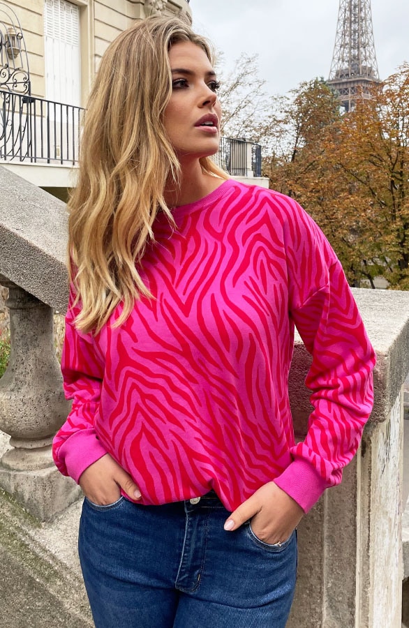 Zebraprint Trui Fuchsia Rood – shoparchief, foto 5