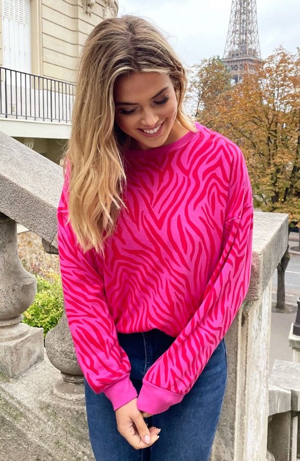 Zebraprint Trui Fuchsia Rood – shoparchief, foto 3