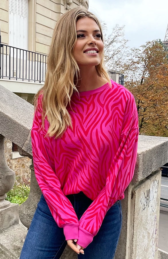 Zebraprint Trui Fuchsia Rood – shoparchief, foto 6