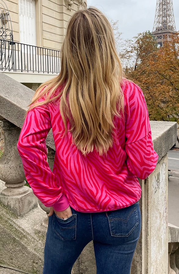 Zebraprint Trui Fuchsia Rood – shoparchief, foto 4