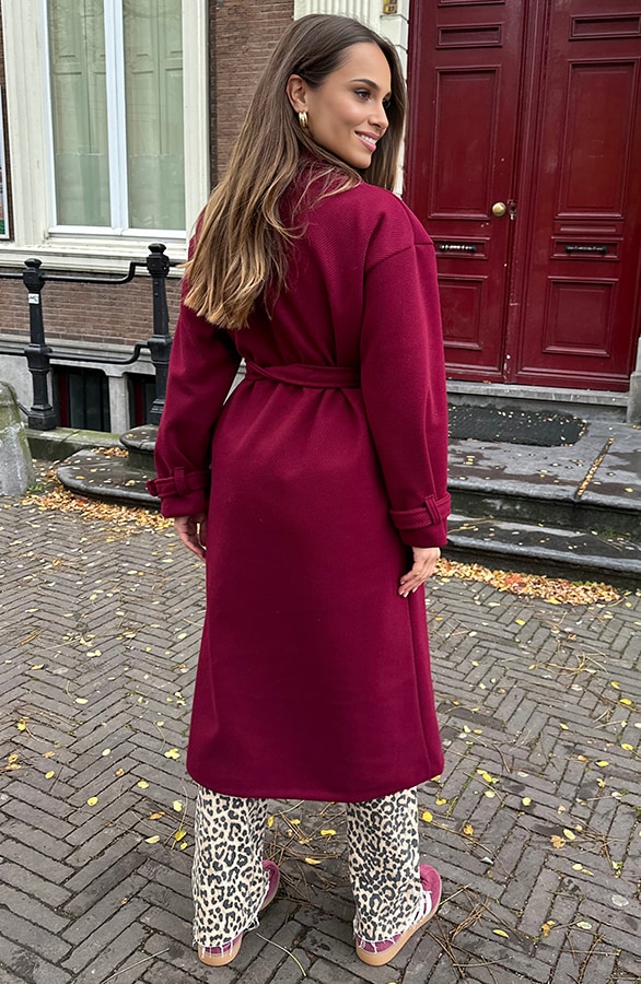 Classy Long Coat Burgundy – shoparchief, foto 4