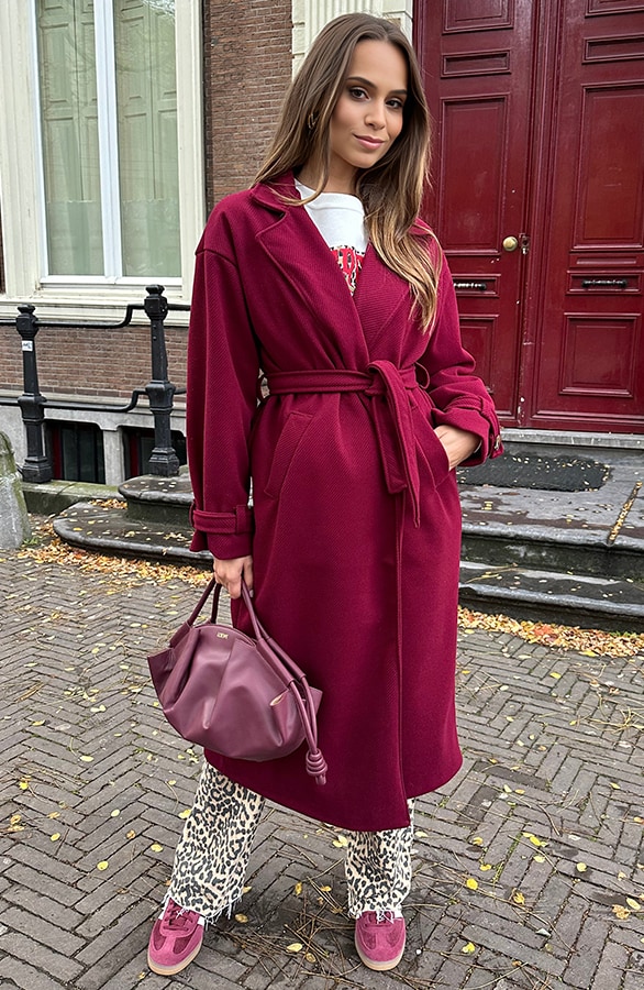 Classy Long Coat Burgundy – shoparchief, foto 3