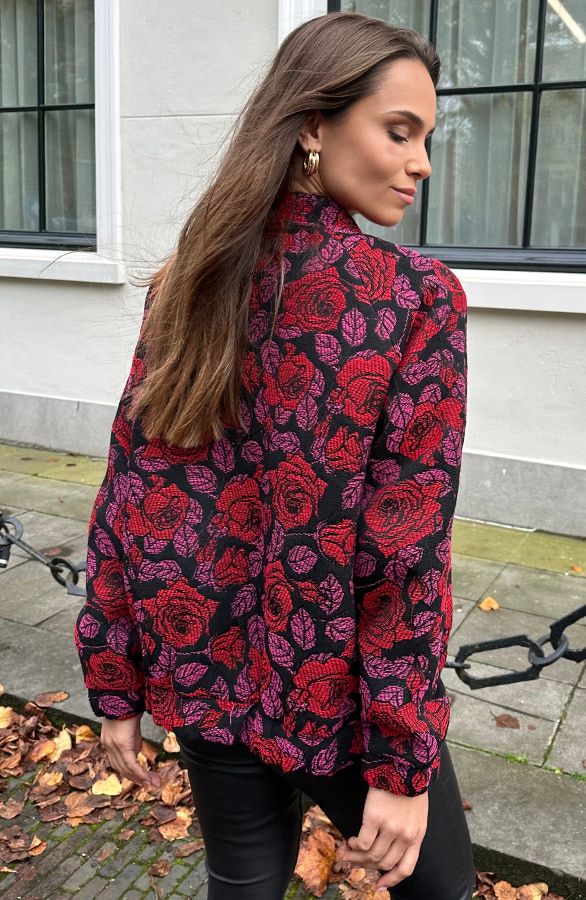 Deluxe Flower Bomber Rood Roze – shoparchief, foto 3