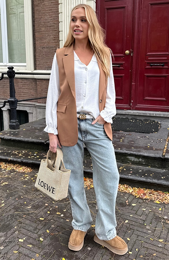 Elegant Blazer Gilet Camello – shoparchief, foto 5