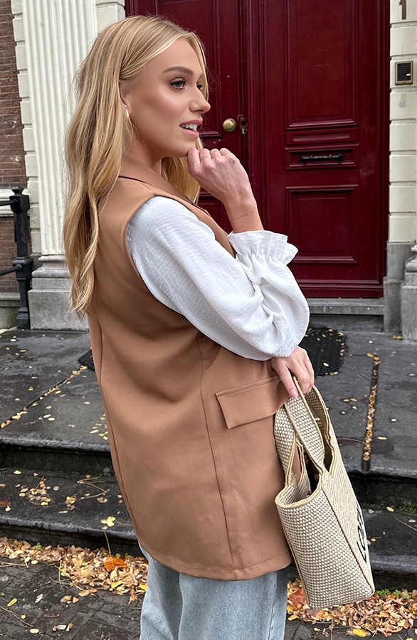 Elegant Blazer Gilet Camello – shoparchief, foto 3
