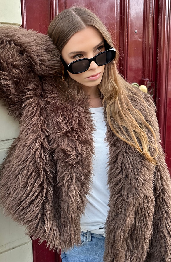 Faux Fur Jas Bruin – shoparchief