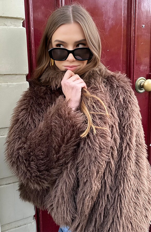 Faux Fur Jas Bruin – shoparchief, foto 7