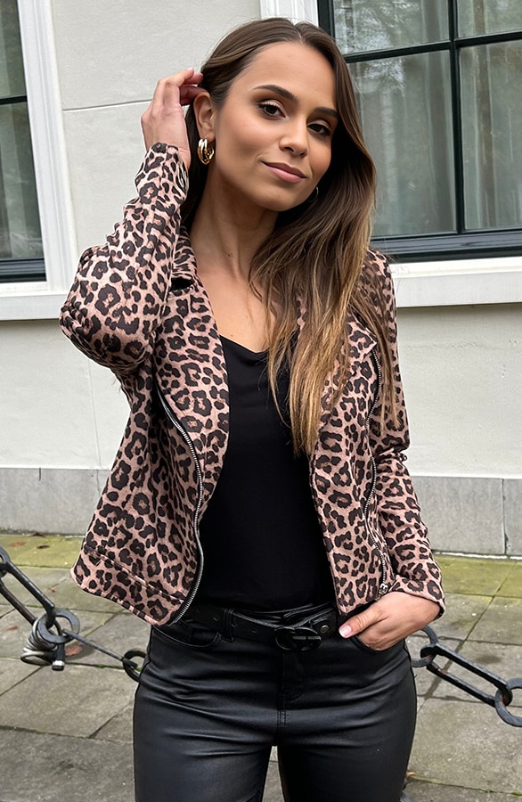 Leopard Suede Biker Jacket – shoparchief, foto 8