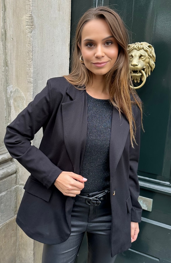 Long Sleeve Top Ultra Soft Lurex Zwart Zilver – shoparchief, foto 6