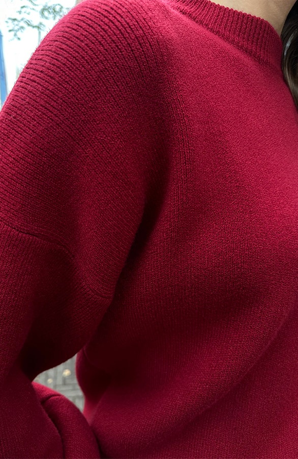 Luxury Soft Trui Wijde Mouw Bordeauxrood – shoparchief, foto 4