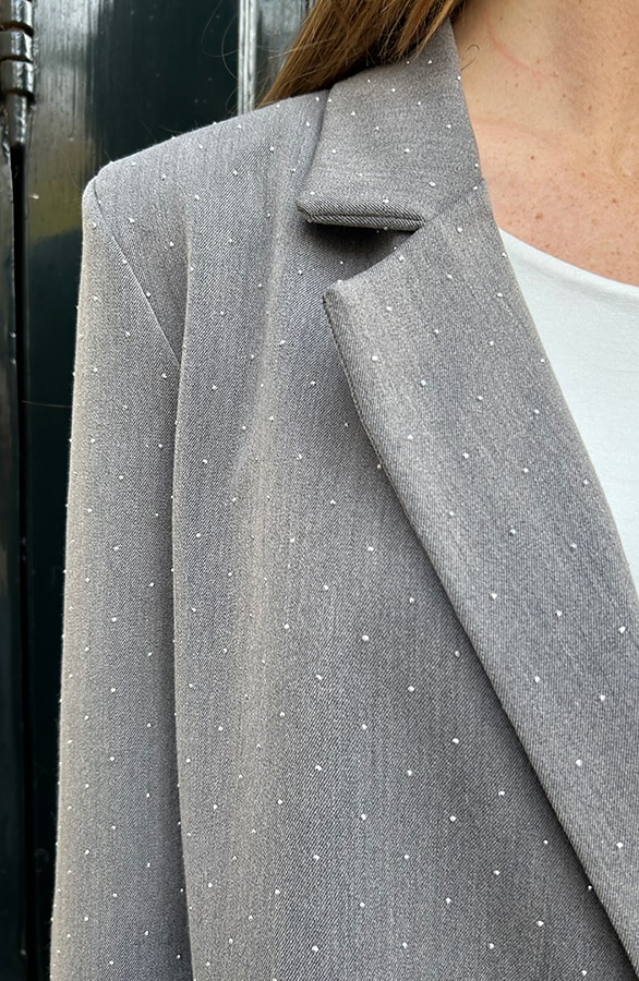 Luxury Strass Blazer Grijs – shoparchief, foto 9
