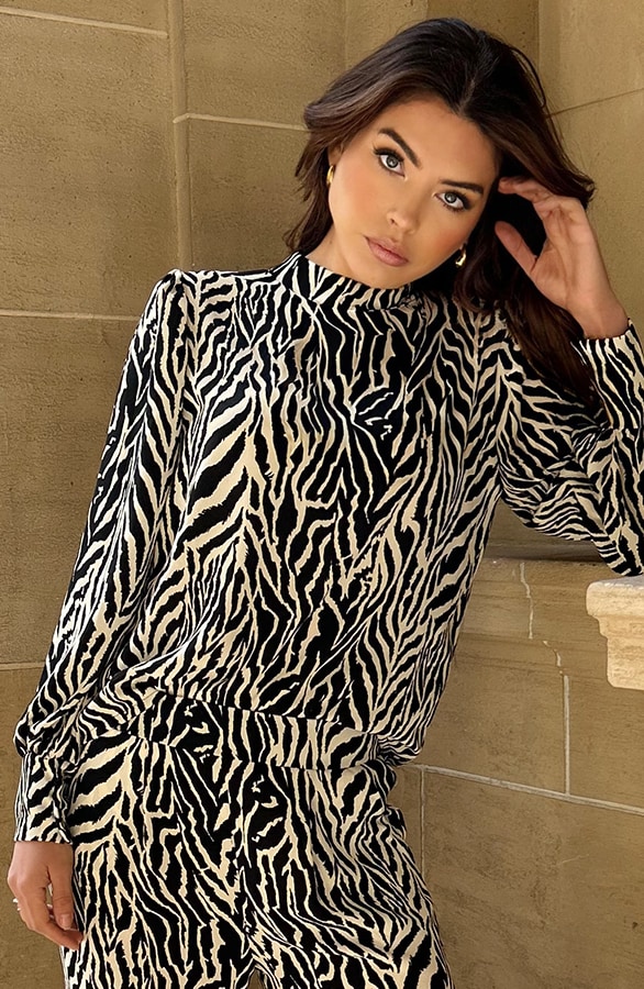 Mila Blouse Long Sleeve Zebra – shoparchief