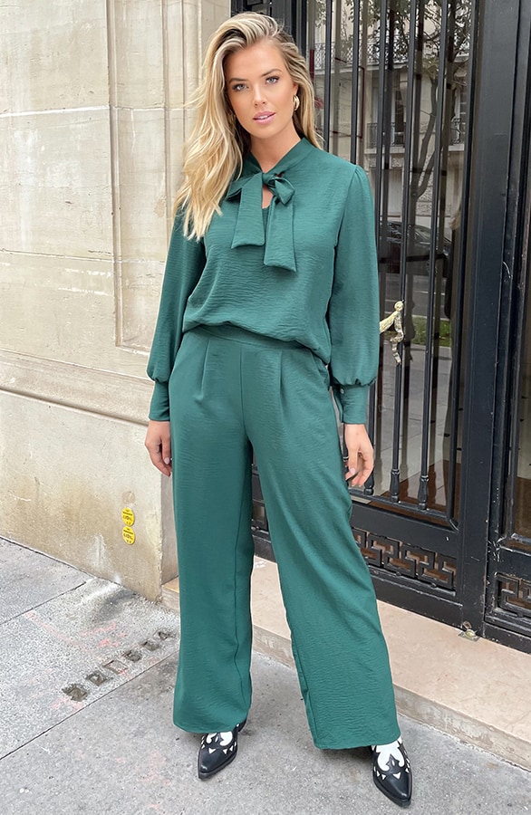 Mila Strik Blouse Long Sleeve Smaragd – alle kleding, foto 7