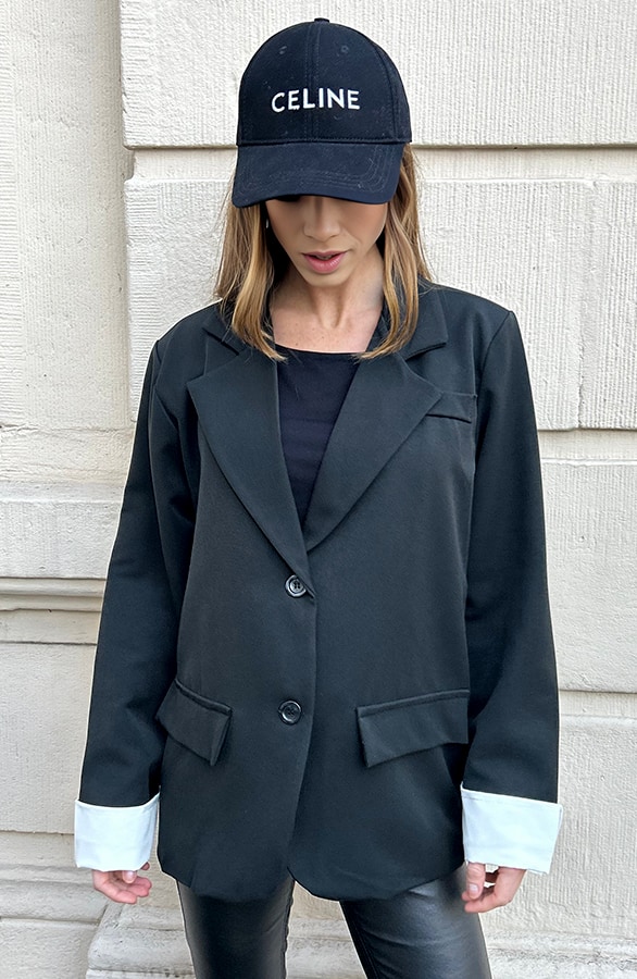 Oversized Blazer Met Omslag Zwart – shoparchief, foto 6