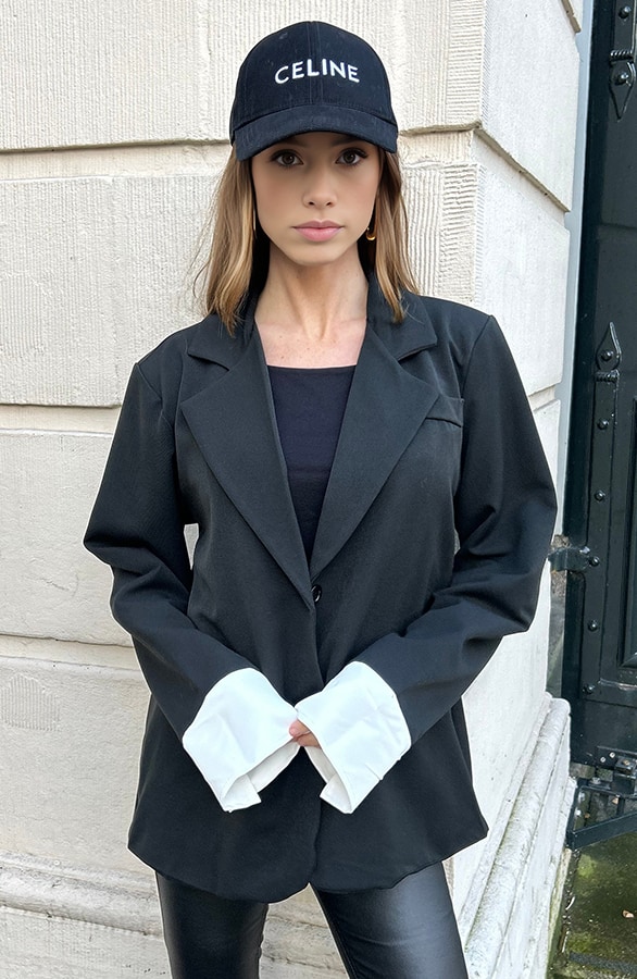 Oversized Blazer Met Omslag Zwart – shoparchief, foto 3