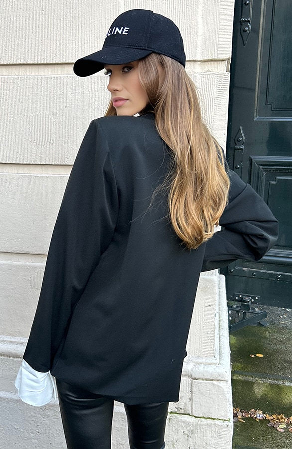 Oversized Blazer Met Omslag Zwart – shoparchief, foto 4