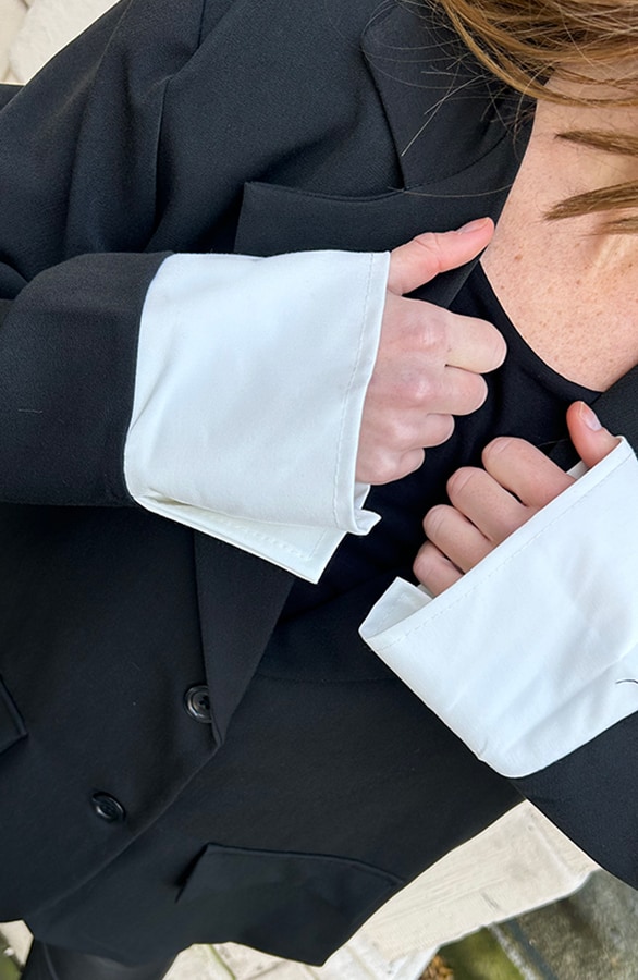 Oversized Blazer Met Omslag Zwart – shoparchief, foto 10