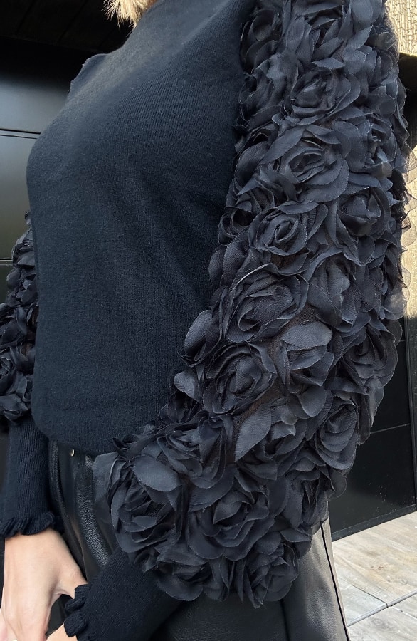 Rose Sleeve Soft Trui Zwart – shoparchief, foto 8