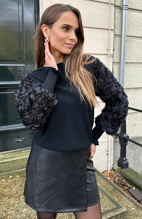 Rose Sleeve Soft Trui Zwart – shoparchief, foto 5