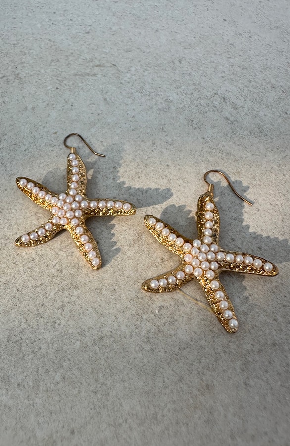 Zeester Parel Oorbellen Goud – shoparchief