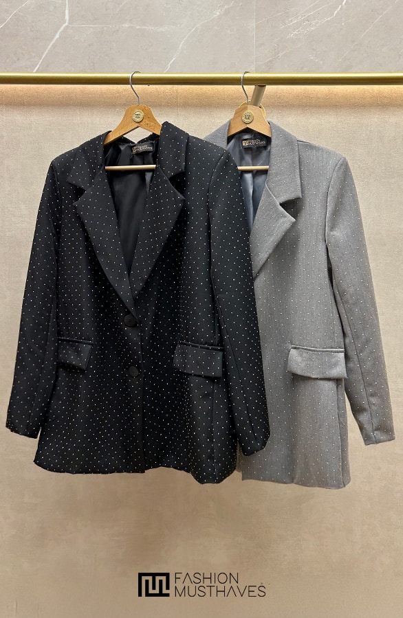 Luxury Strass Blazer Zwart – shoparchief, foto 3