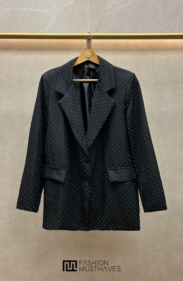 Luxury Strass Blazer Zwart – shoparchief