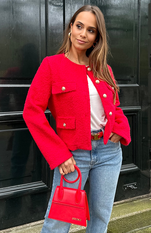 Classic Boucle Jacket Rood – shoparchief, foto 7