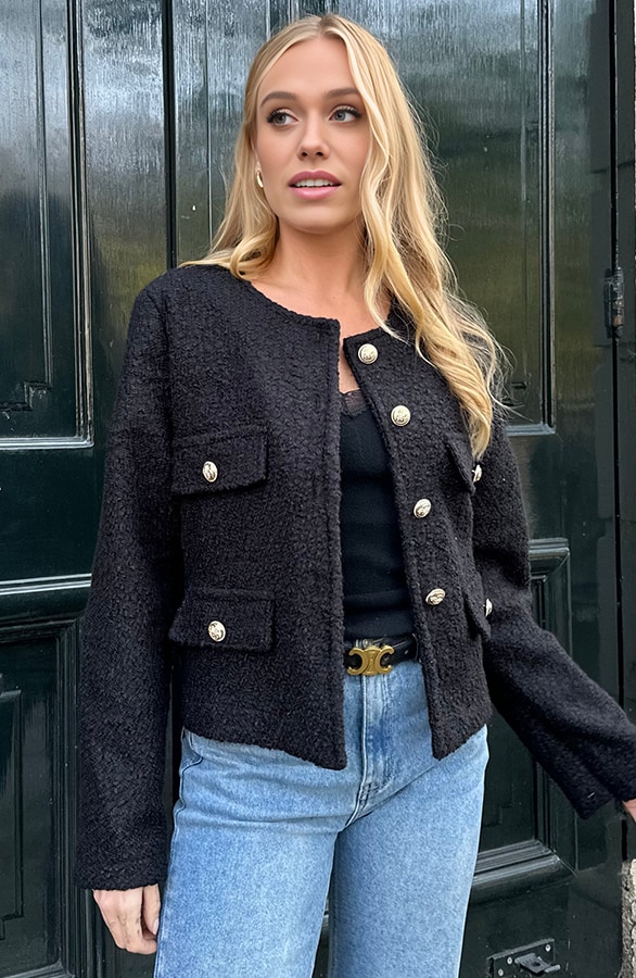 Classic Boucle Jacket Zwart – shoparchief