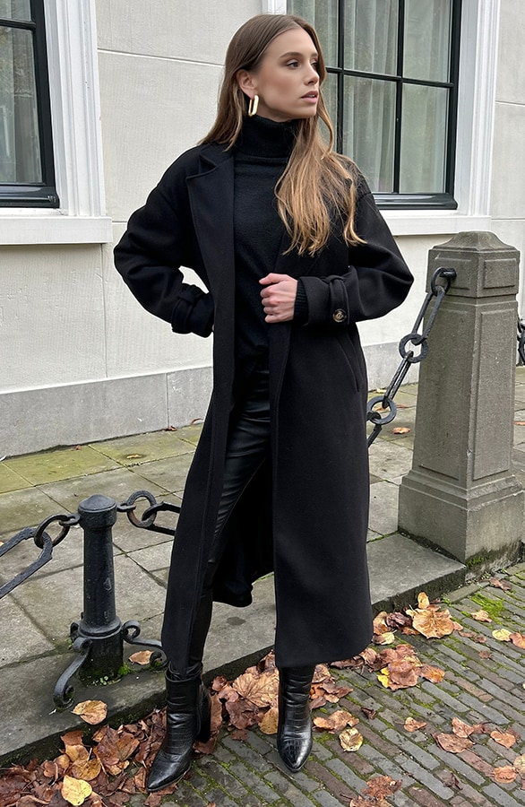Classy Long Coat Zwart – shoparchief, foto 9