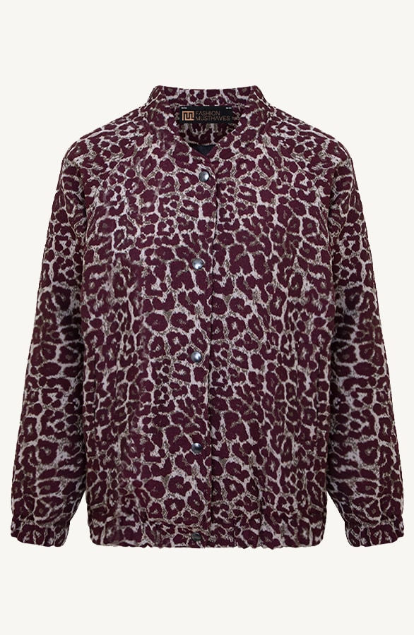 Deluxe Leopard Bomber Burgundy – shoparchief