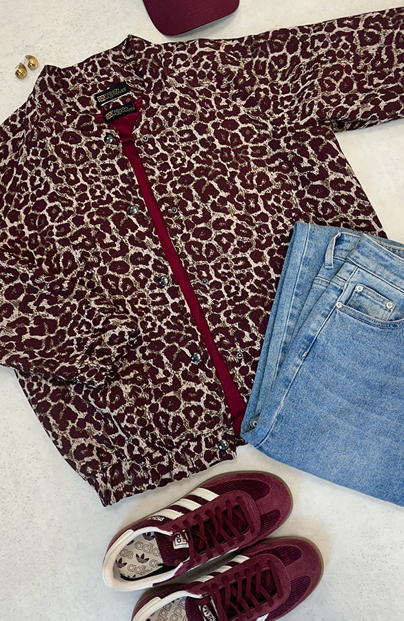 Deluxe Leopard Bomber Burgundy – shoparchief, foto 4
