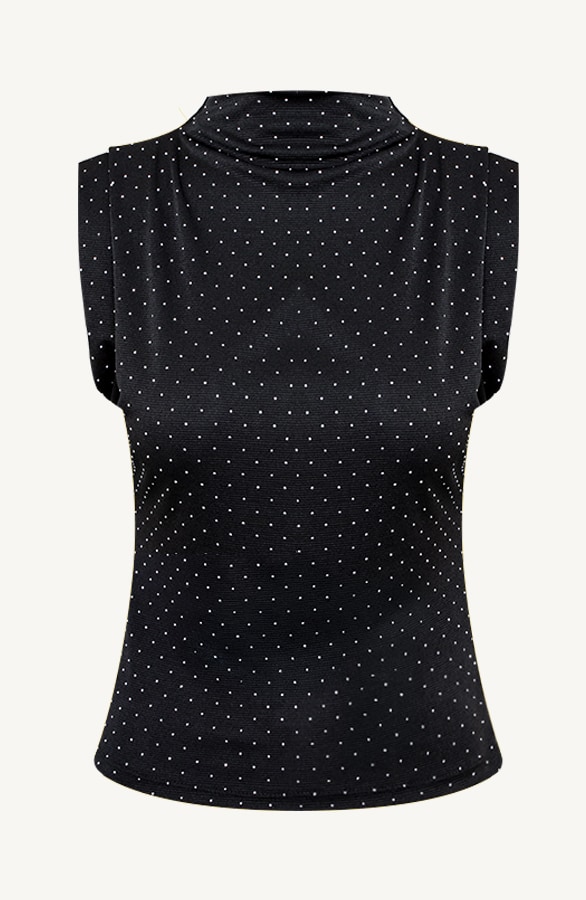 Diamonds Top Met Schoudervulling Zwart – shoparchief