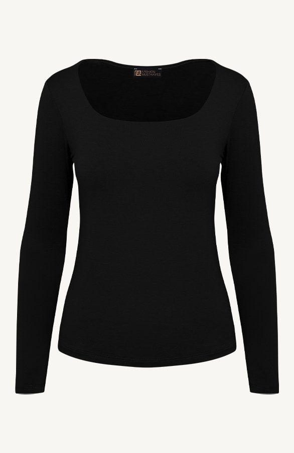 Essence Long Sleeve Square Neck Black – shoparchief