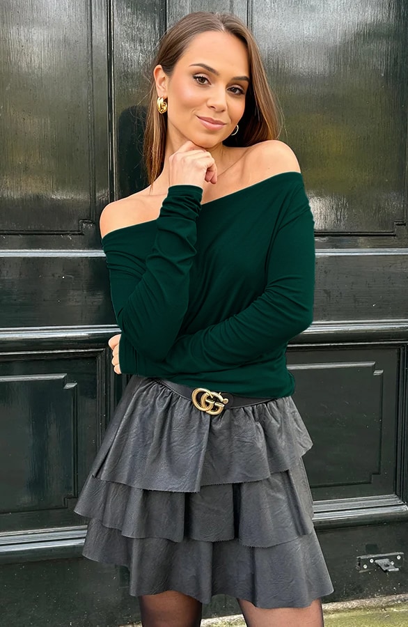 Essence Long Sleeve Waterval Top Smaragd – shoparchief, foto 3