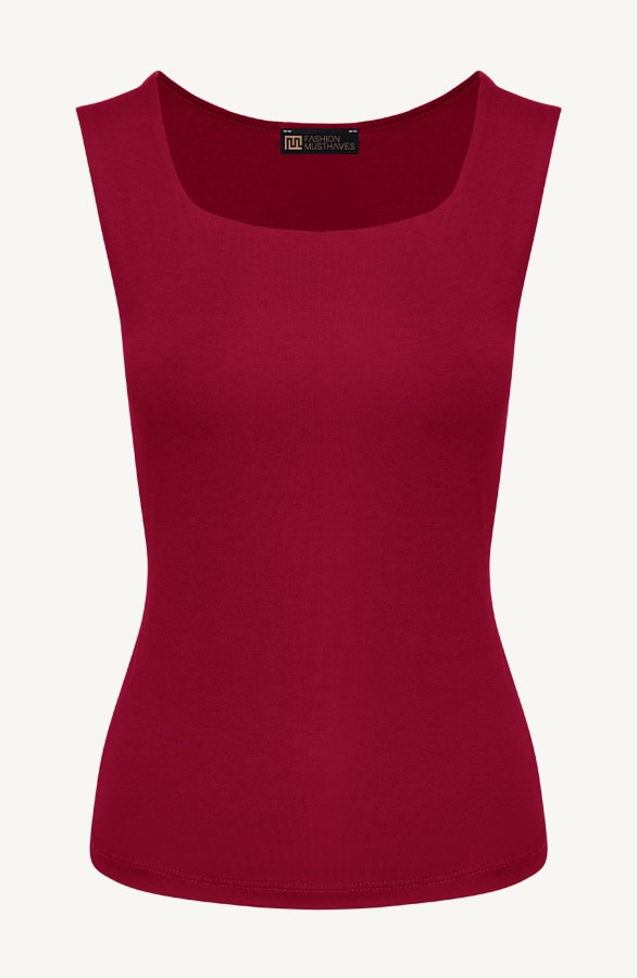 Essence Top Square Neck Burgundy – shoparchief
