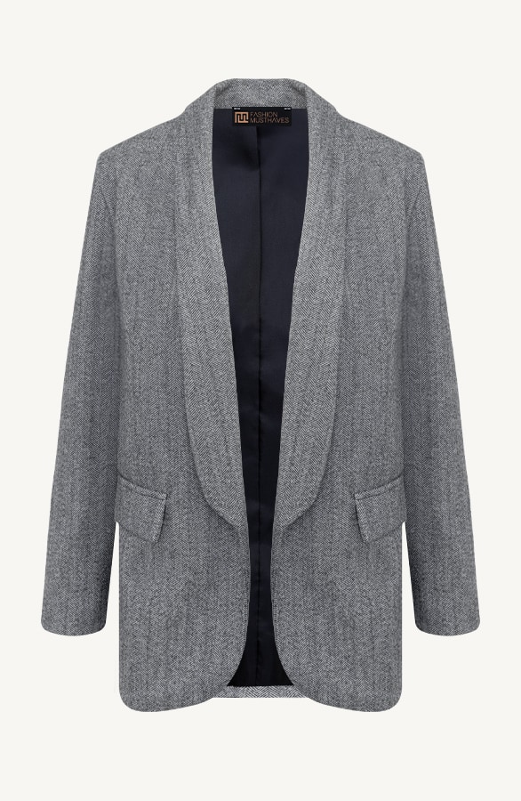 Exclusive Woven Blazer Grijs – shoparchief