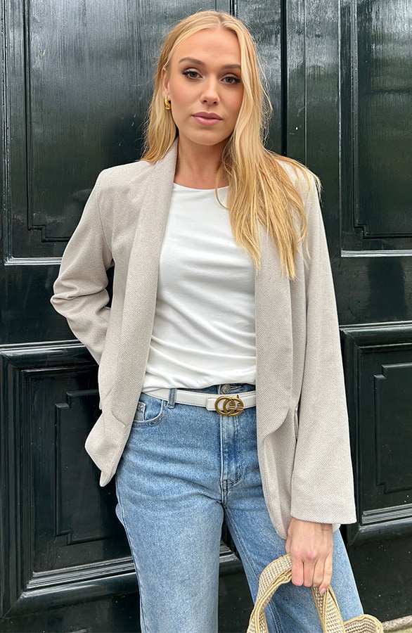 Exclusive Woven Blazer Light Beige – shoparchief, foto 4