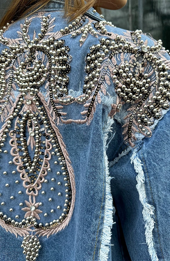 Festive Studs Jacket Denim – shoparchief, foto 3