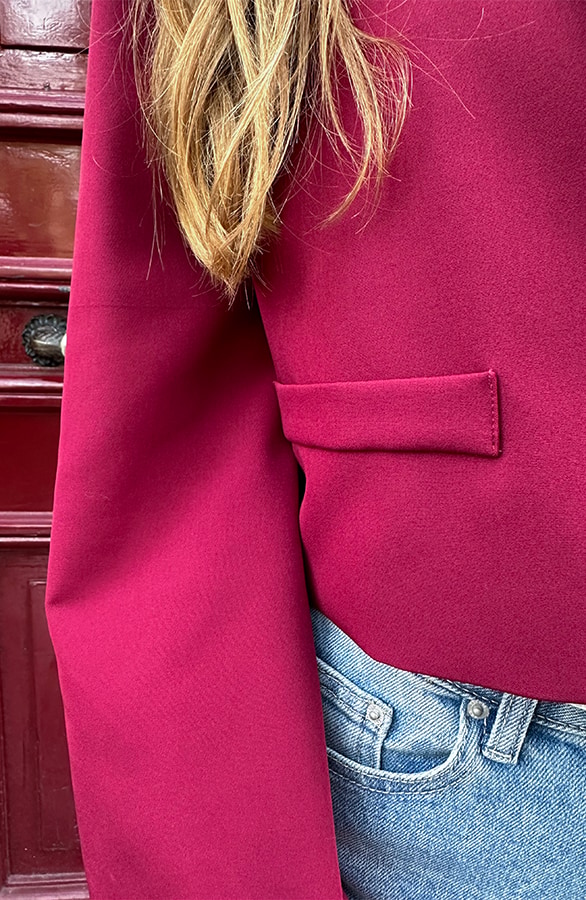 Flared Blazer Met Pofmouwen Bordeaux – shoparchief, foto 5