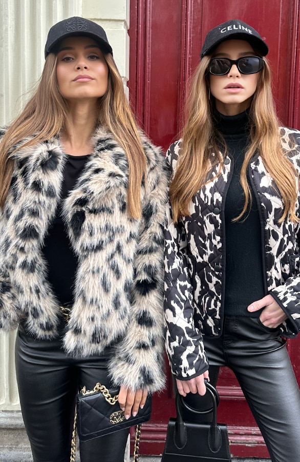 Fur Jas Leopard Zwart Beige – shoparchief, foto 9